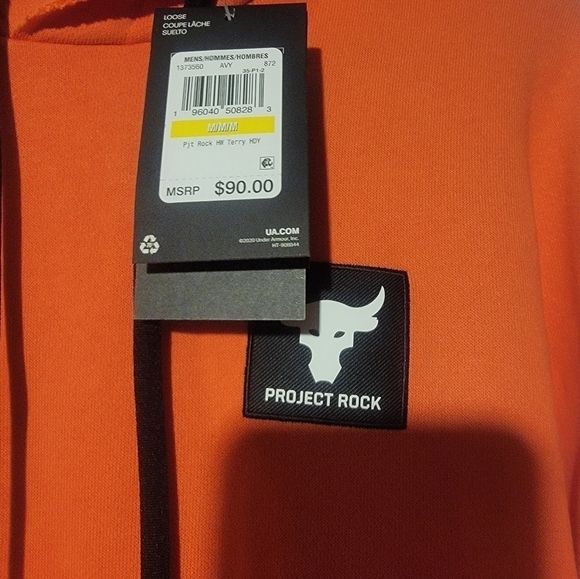 Under Armour Project Rock Hoodie Mens Medium Terry Salmon Pink 1373560 872 - Picture 2 of 4